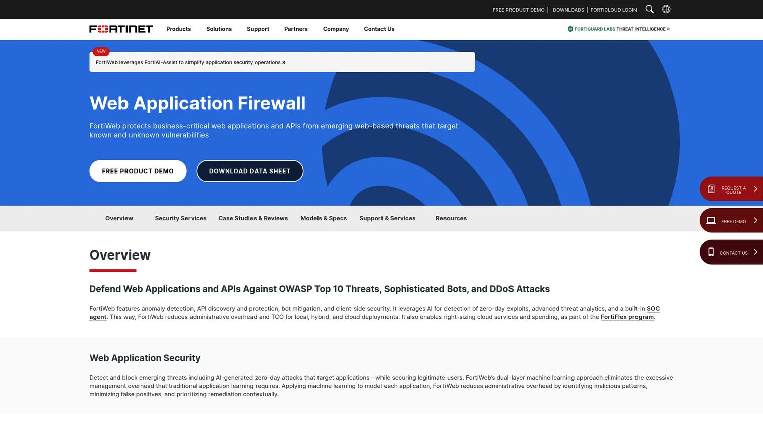 FortiWeb client-side protection settings for CSP policies and JavaScript monitoring.