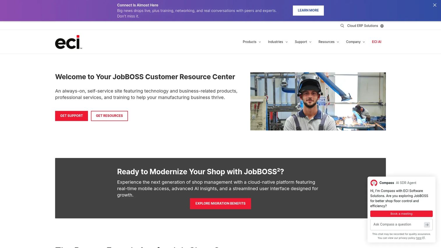 JobBOSS+ job-shop production scheduling interface