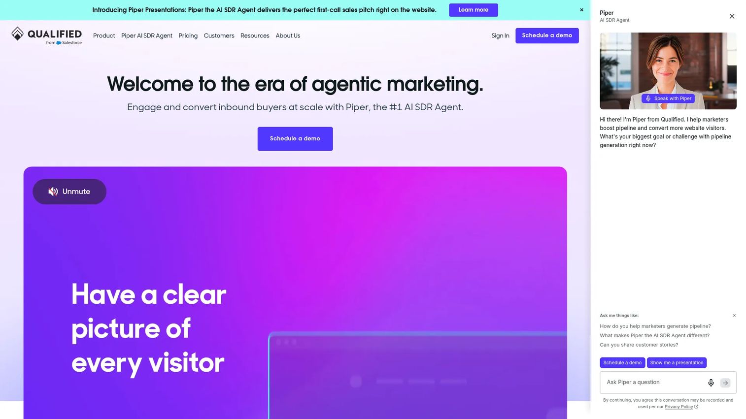 Qualified homepage screenshot