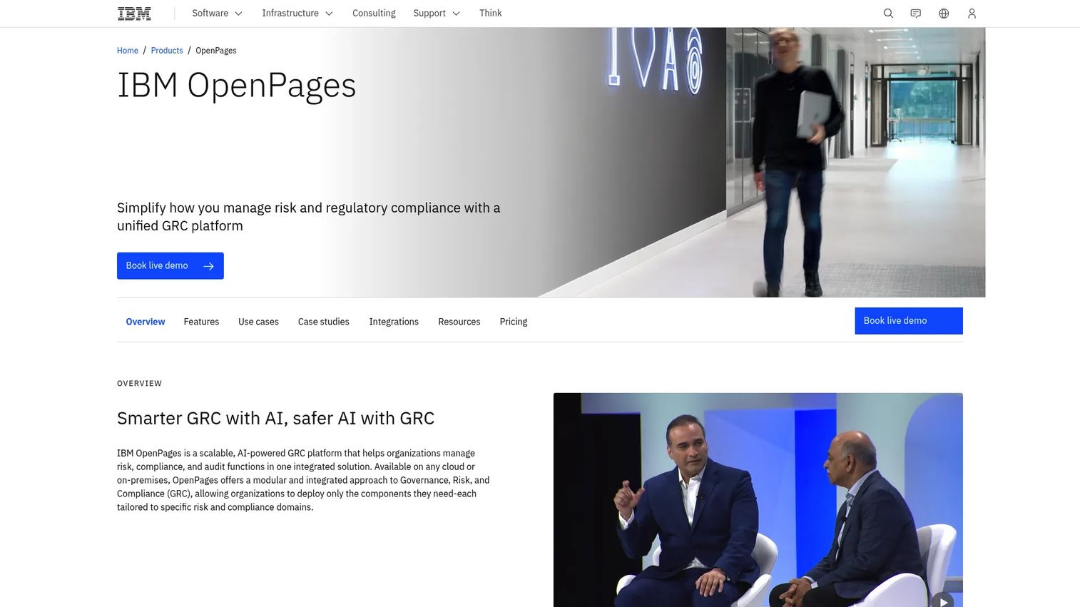 IBM OpenPages platform for enterprise risk, compliance, and control management.