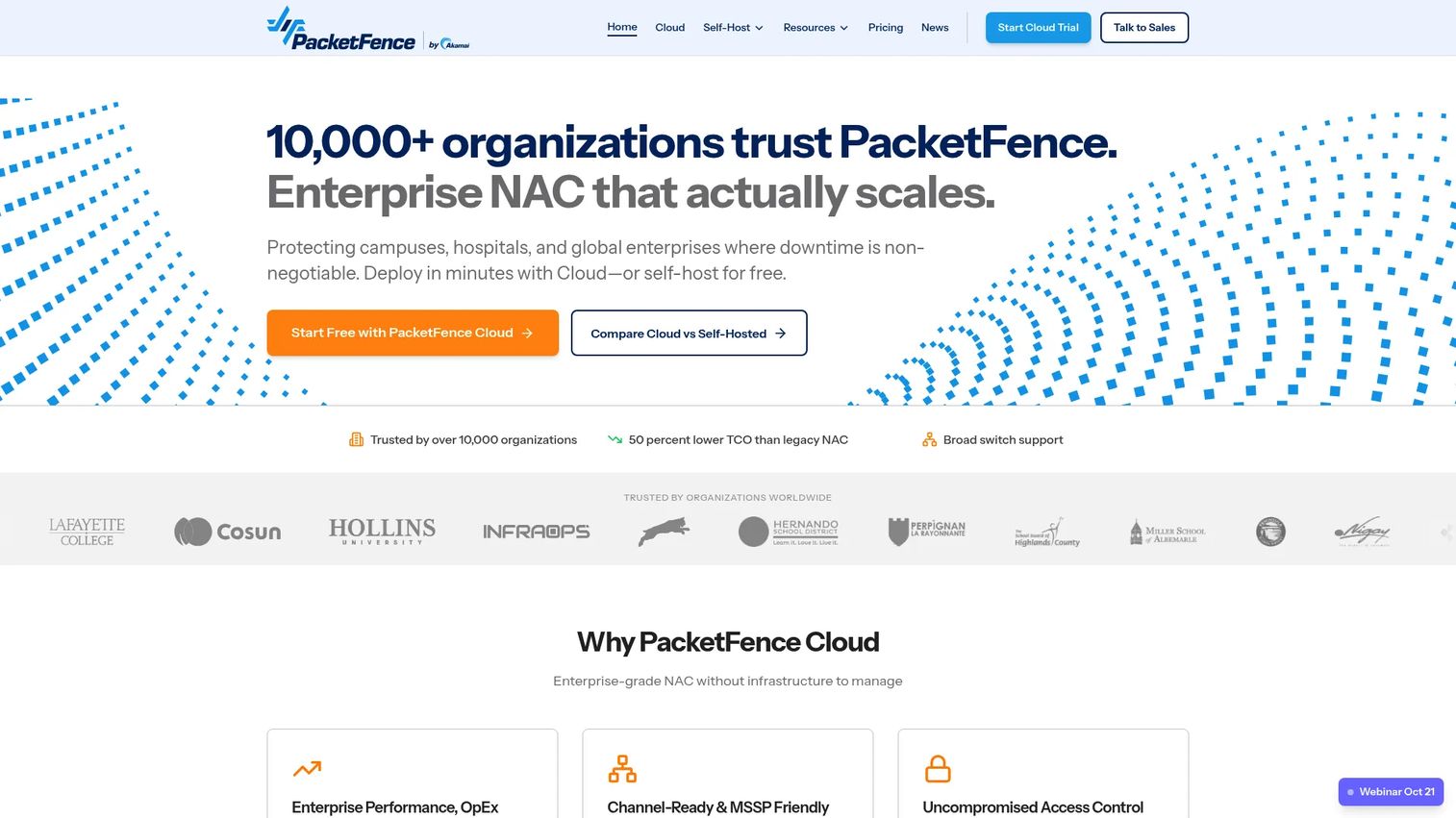 PacketFence open source network access control interface with captive portal and device registration