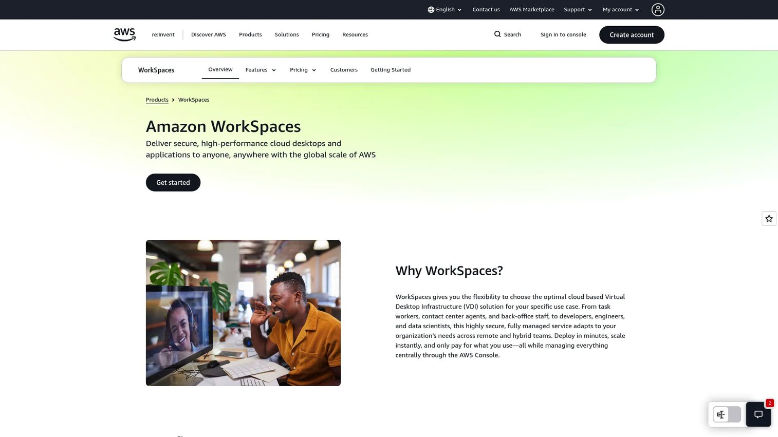 Amazon WorkSpaces cloud desktop environment