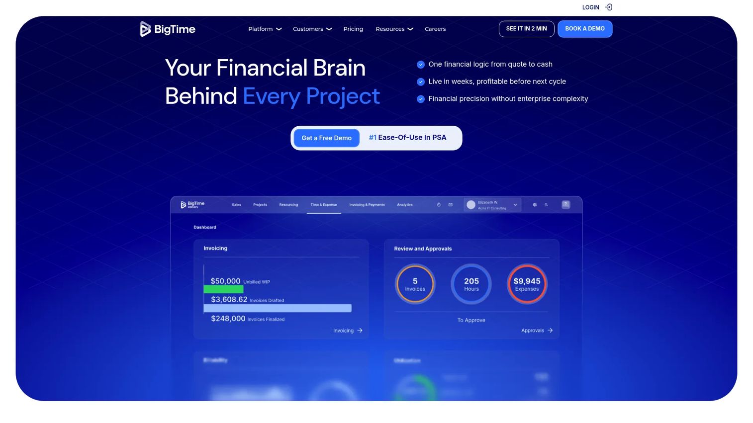 BigTime professional services financial planning and capacity
