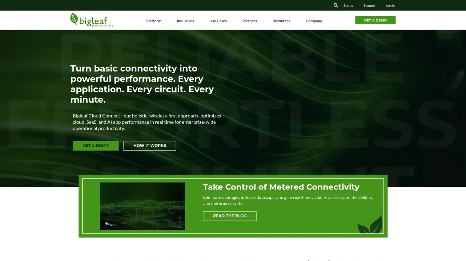 Bigleaf Networks homepage screenshot