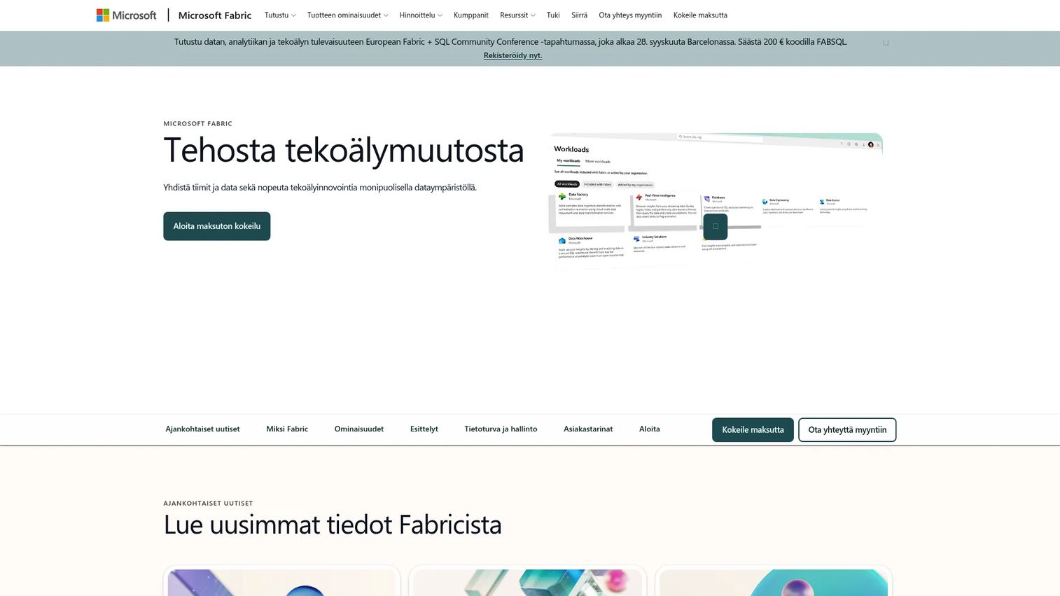 Microsoft Fabric platform for data integration, analytics, and business intelligence