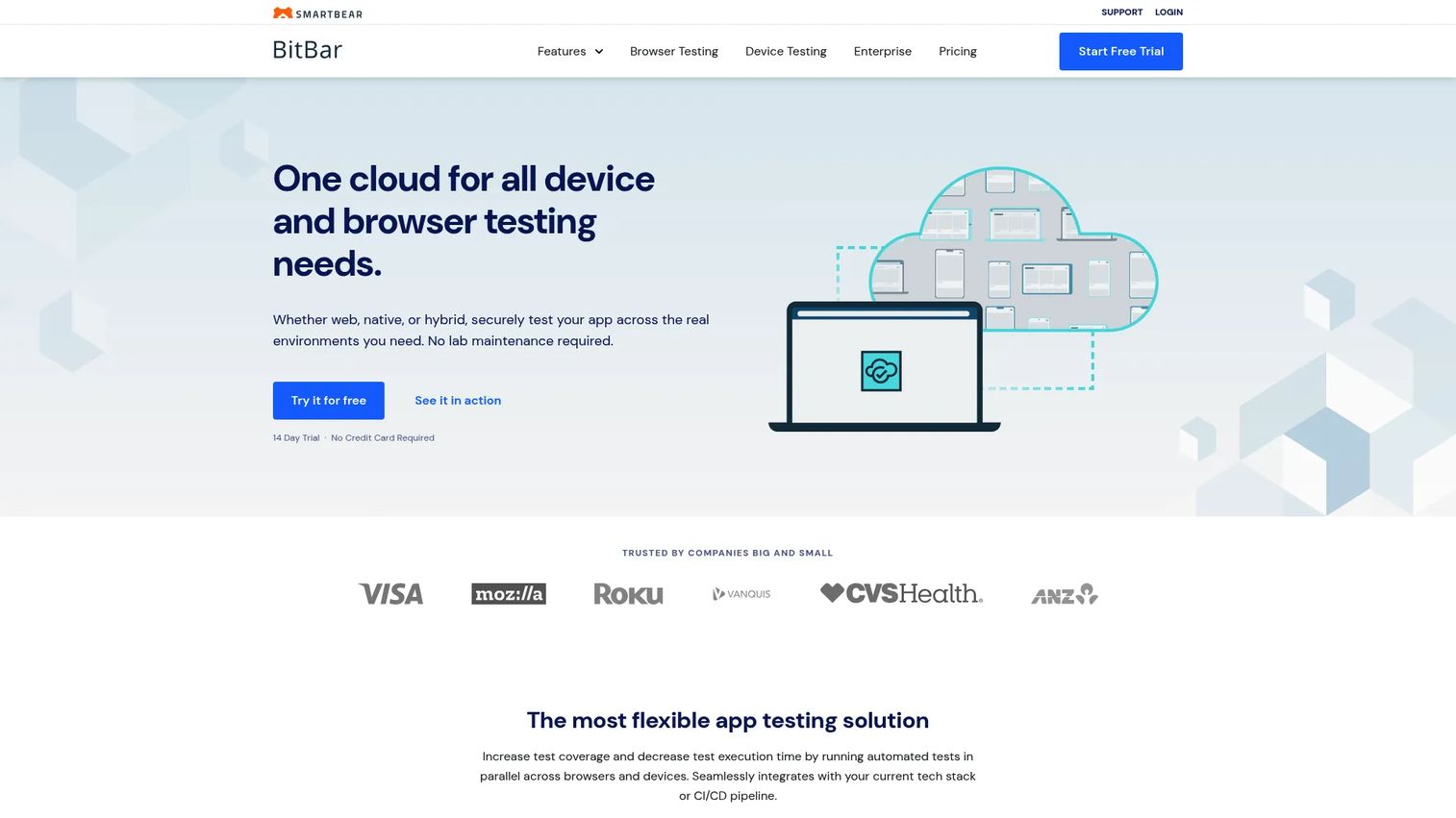 BitBar cloud mobile app testing interface