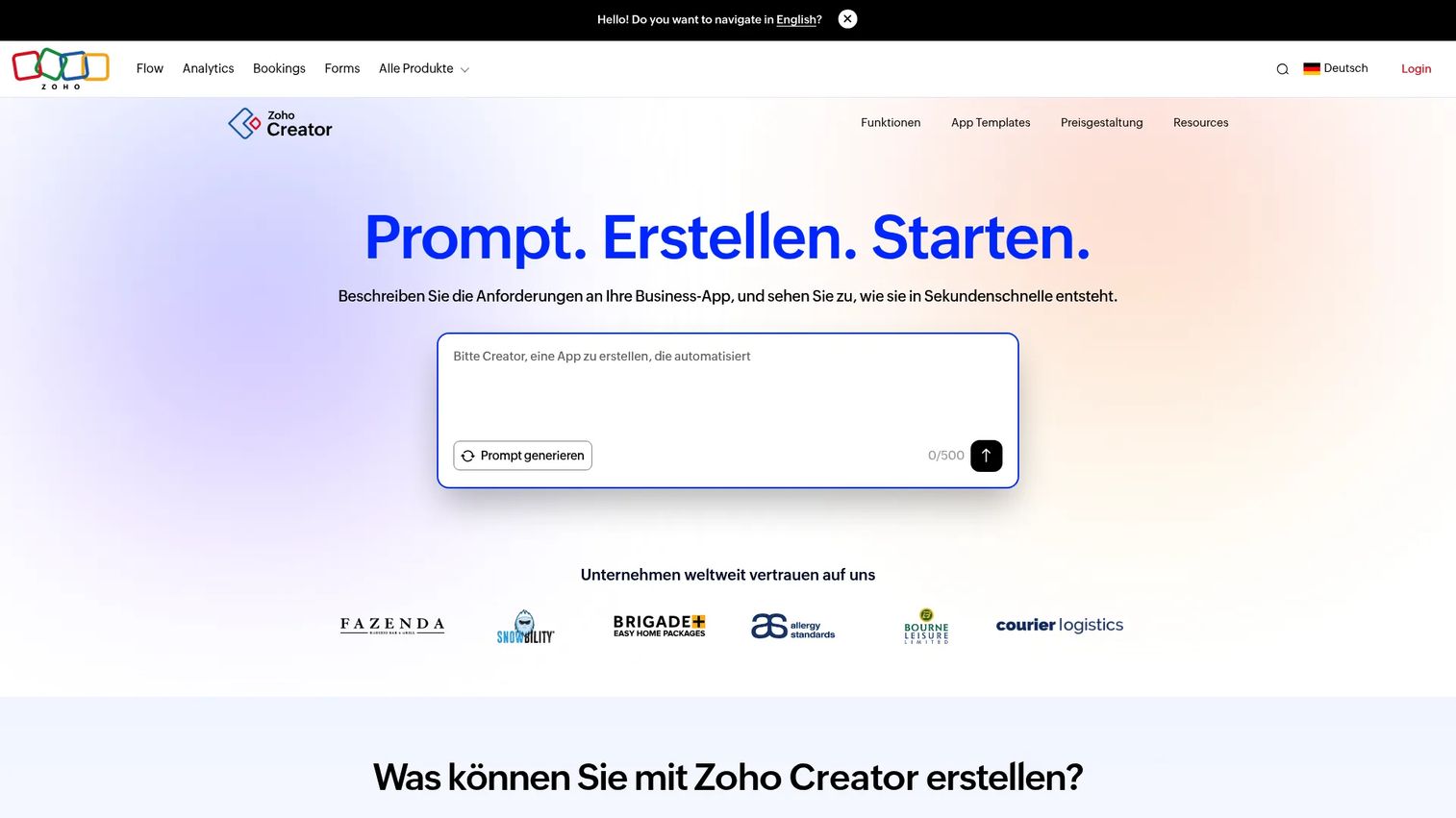 Zoho Creator custom application builder