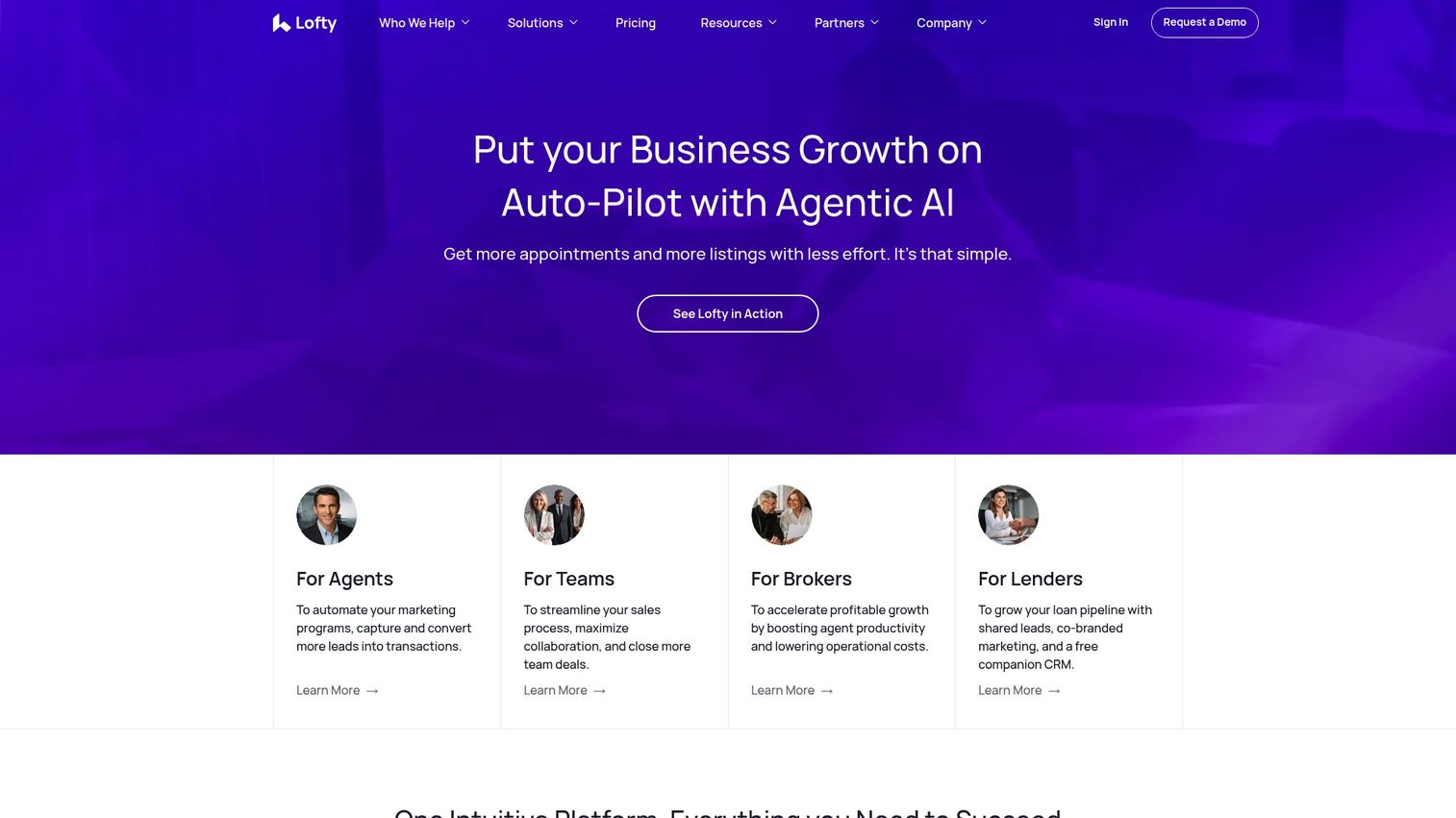 Lofty real estate CRM and marketing automation dashboard