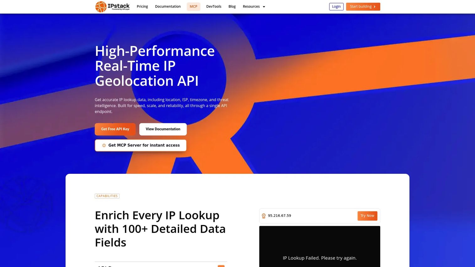 ipstack IP geolocation API dashboard or logo