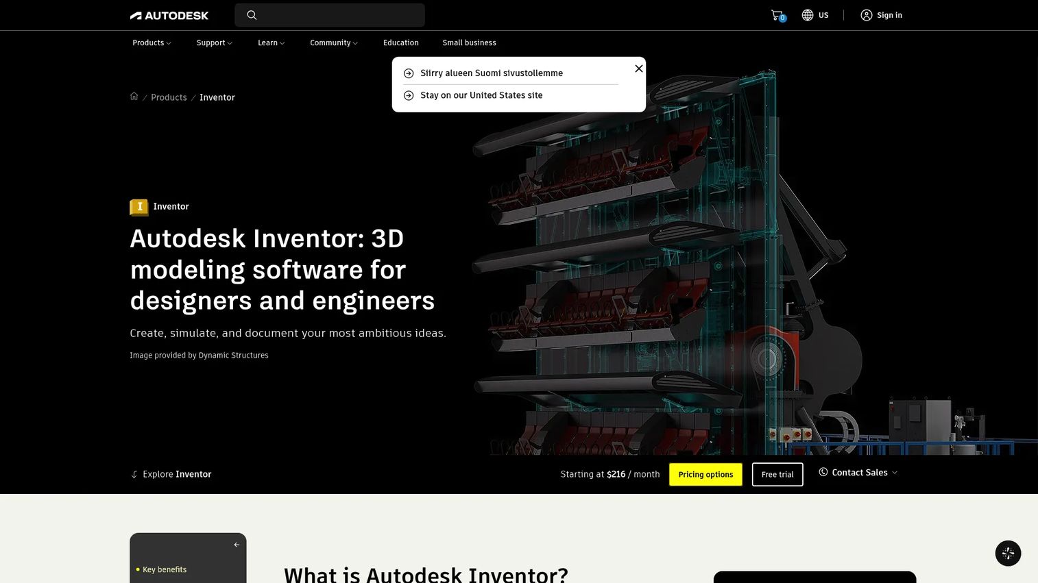 Autodesk Inventor mechanical design software interface