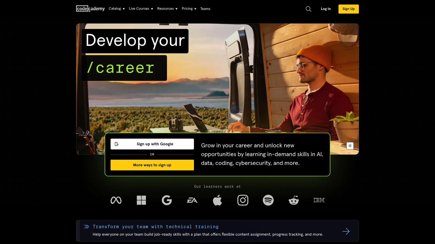 Codecademy interactive coding lesson