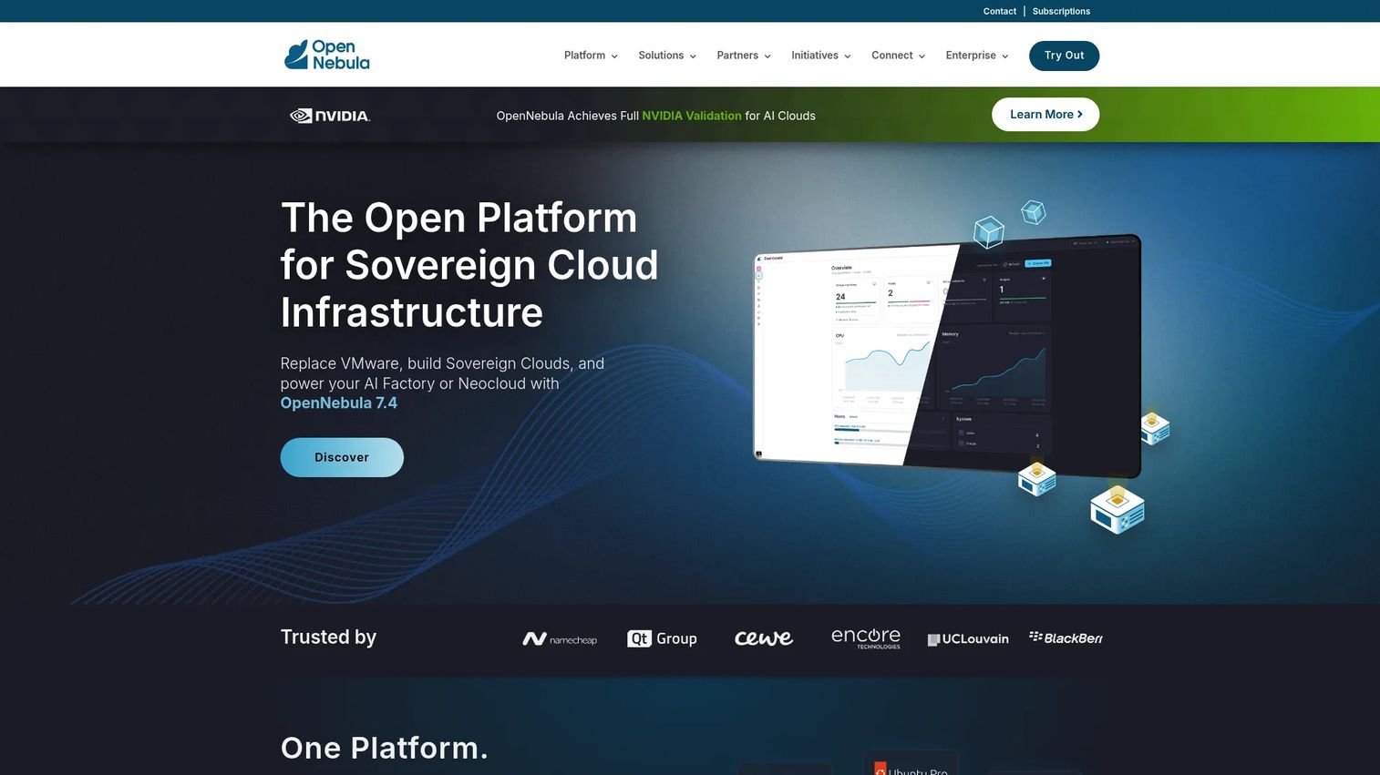 OpenNebula private cloud management dashboard