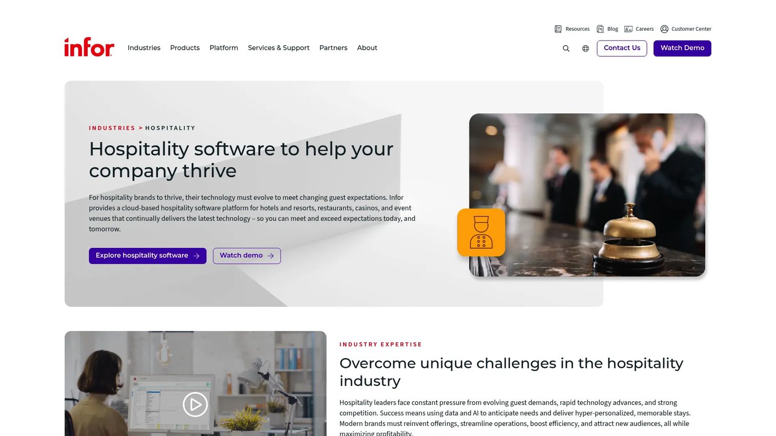 Infor Hospitality software for hotel operations and business intelligence.
