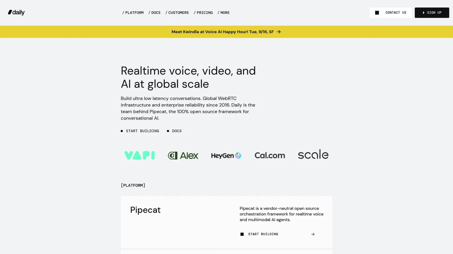 Daily video SDK interface for embedded WebRTC calls and real time communication