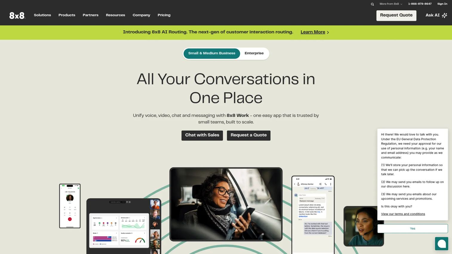 8x8 homepage screenshot