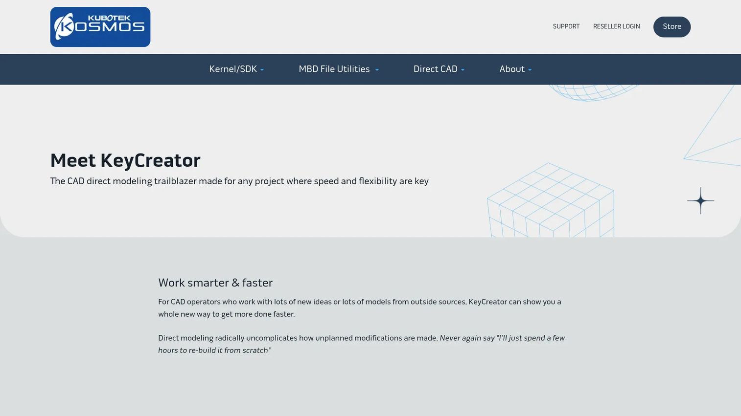 KeyCreator direct CAD software interface for manufacturing
