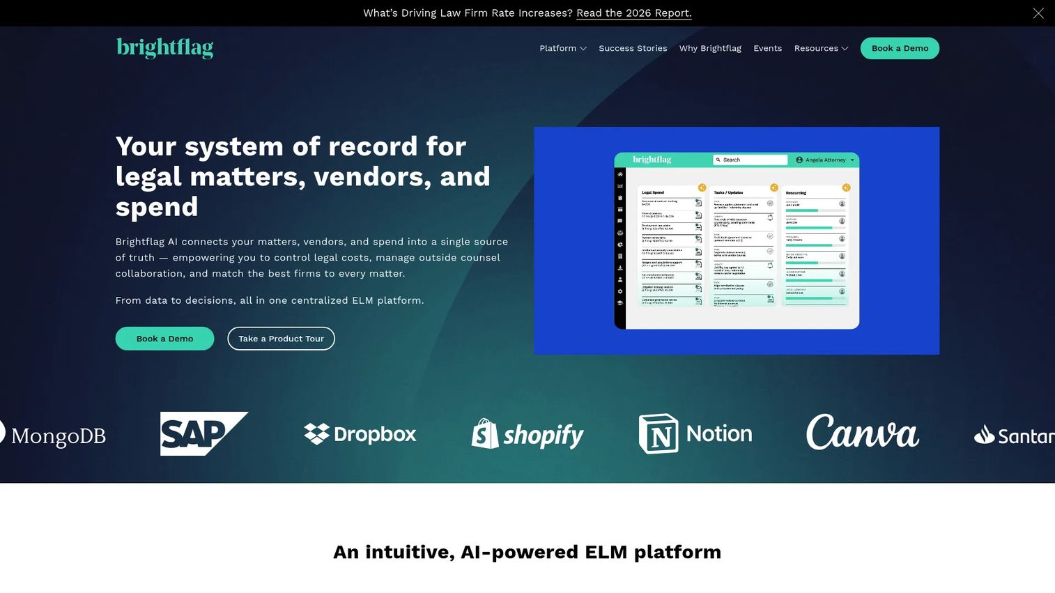 Brightflag AI-powered legal spend management dashboard