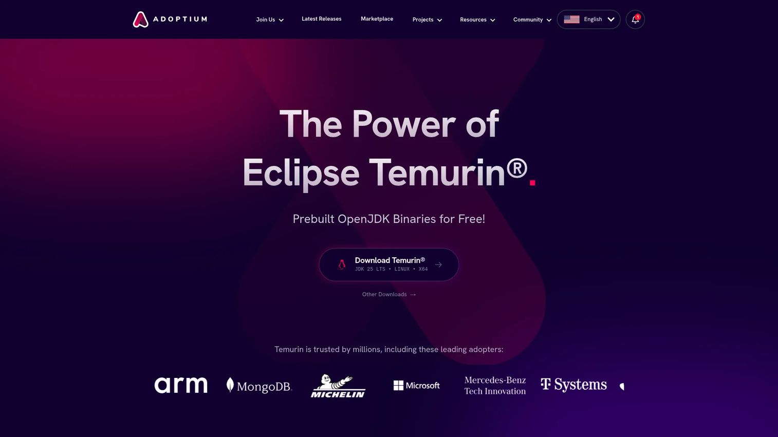 Eclipse Temurin JDK distribution download page