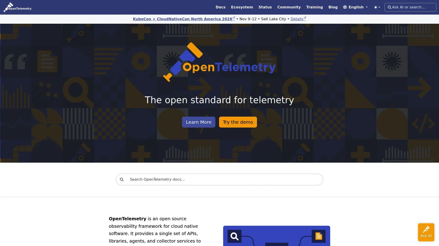 OpenTelemetry architecture for collecting metrics, logs, and traces from containerized applications