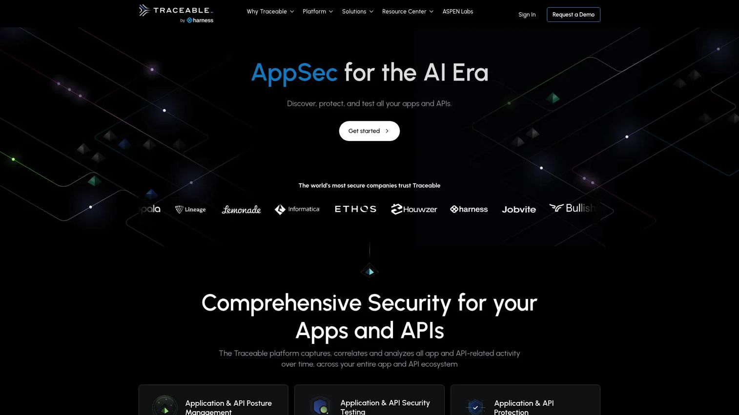 Traceable API Security Platform dashboard for API discovery and protection