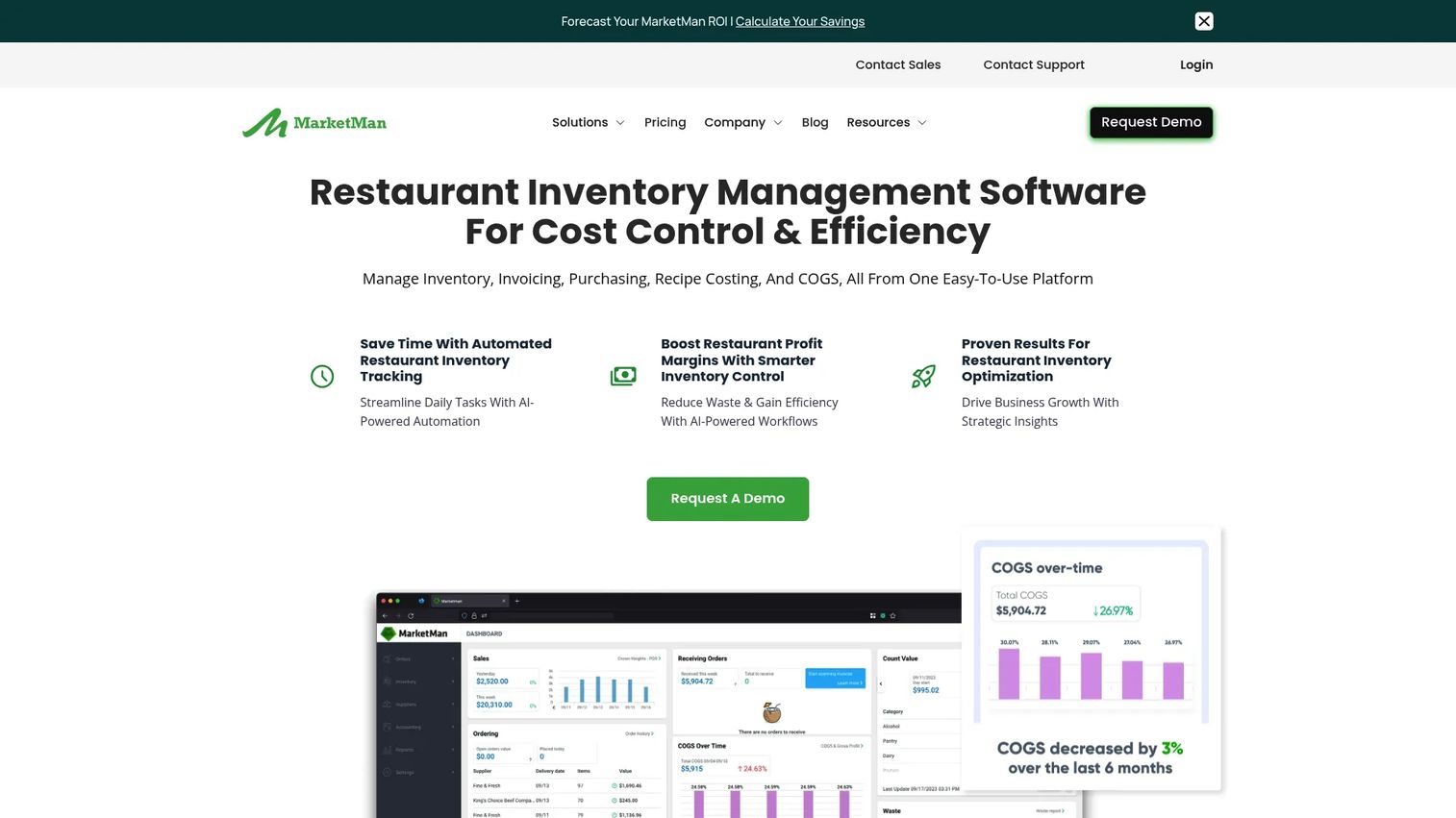 MarketMan homepage screenshot