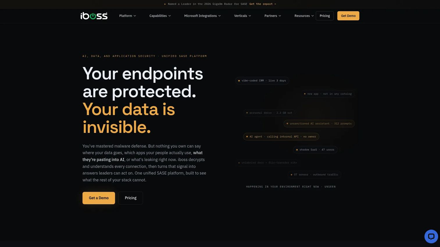 iboss AI-Powered SASE Platform dashboard for secure browser access