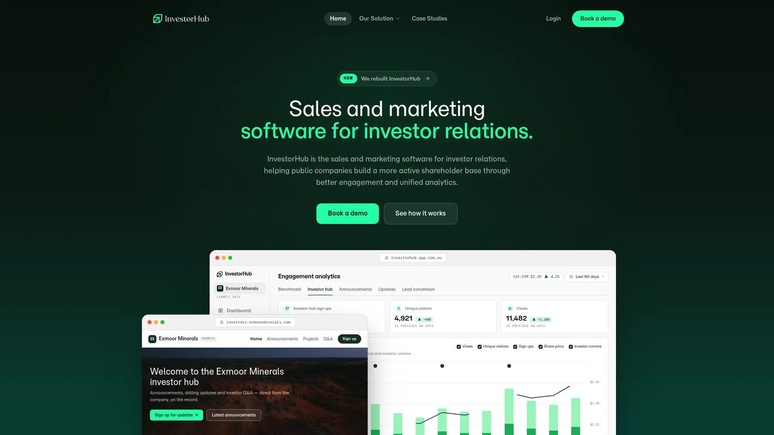 InvestorHub investor engagement platform for direct-to-investor outreach and registry-integrated analytics