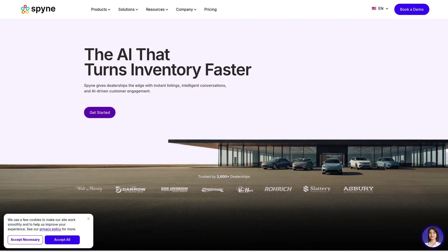 Spyne automotive merchandising interface for vehicle imagery and dealer listings