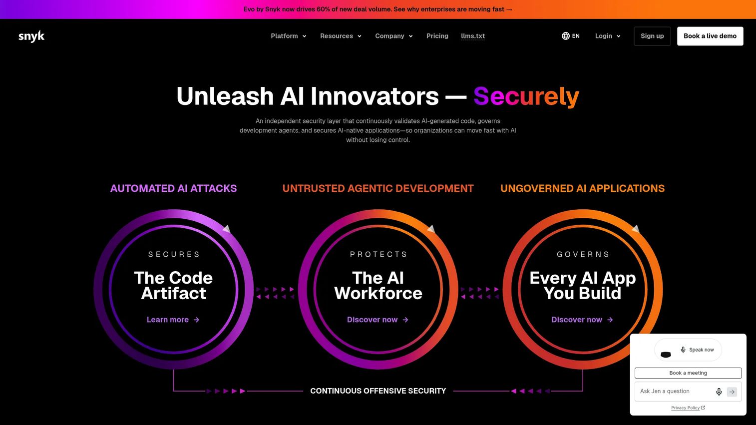Snyk dependency vulnerability dashboard for software supply chain security