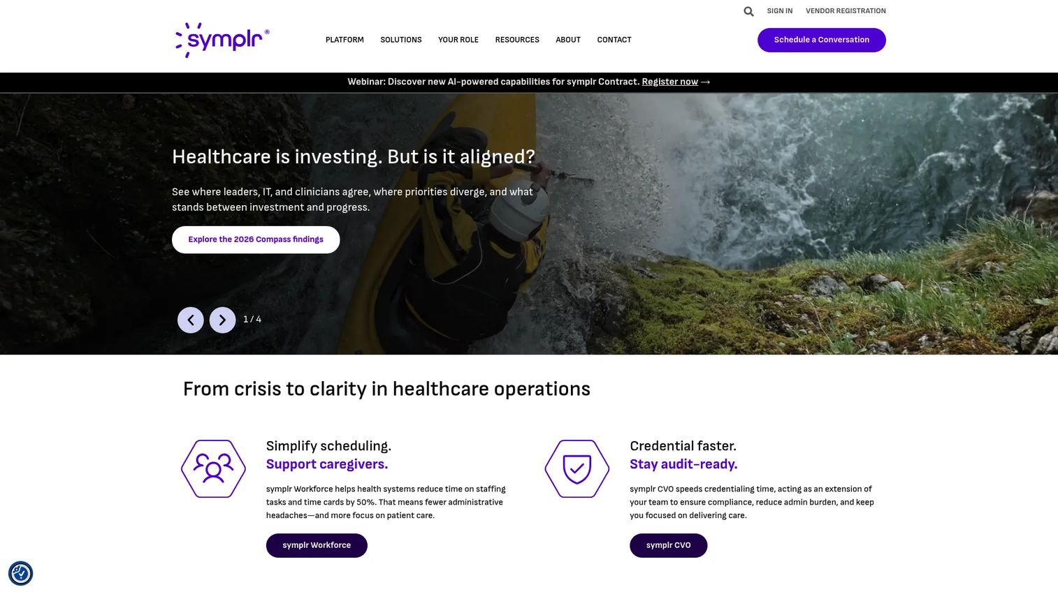 symplr Provider homepage screenshot