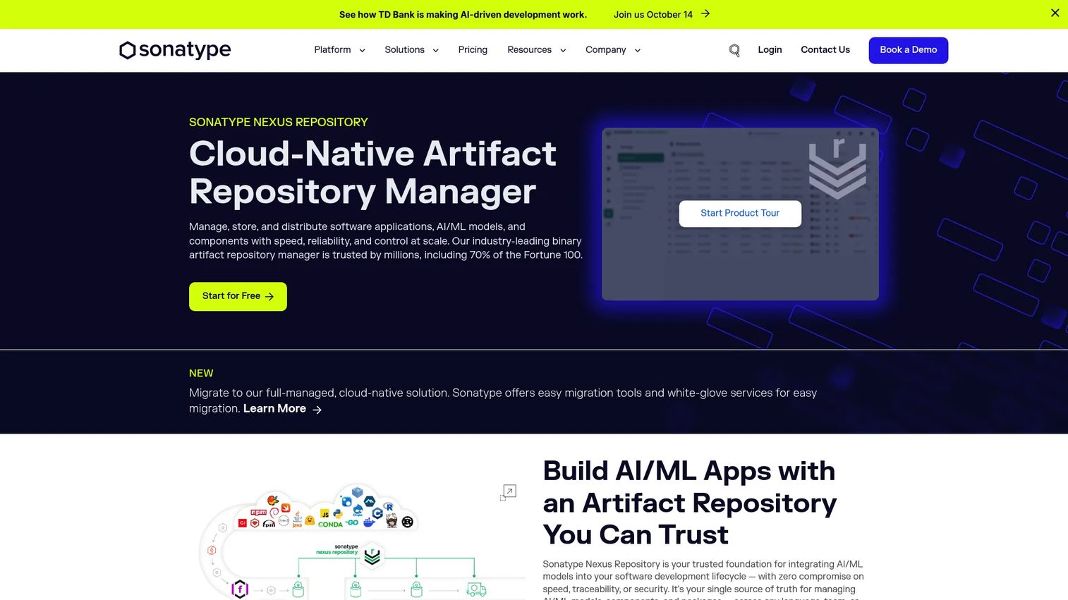 Sonatype Nexus Repository interface showing hosted and proxy artifact repositories