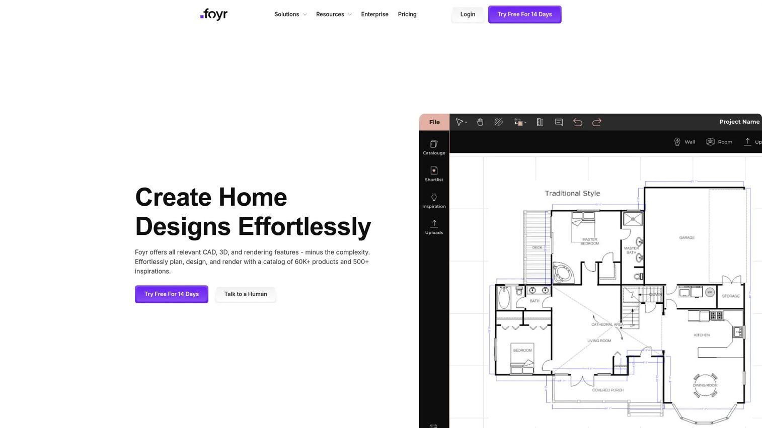 Foyr Neo interior design software showing furnished room render