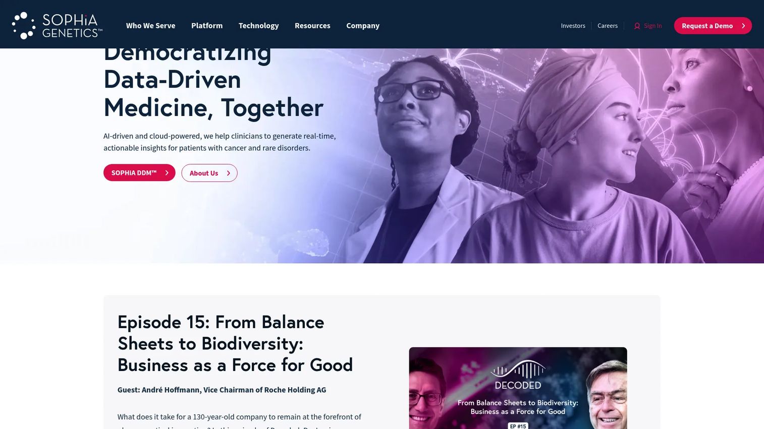 SOPHiA GENETICS homepage screenshot