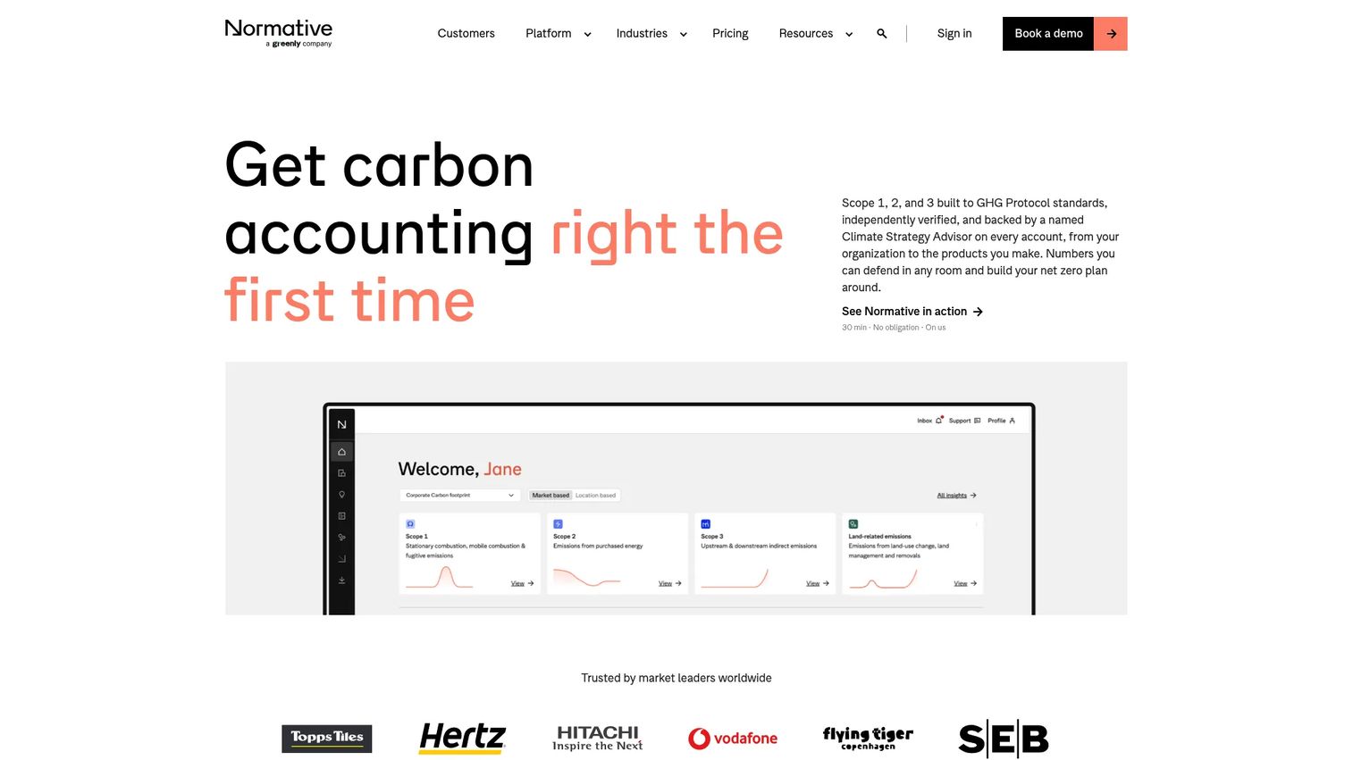 Normative homepage screenshot
