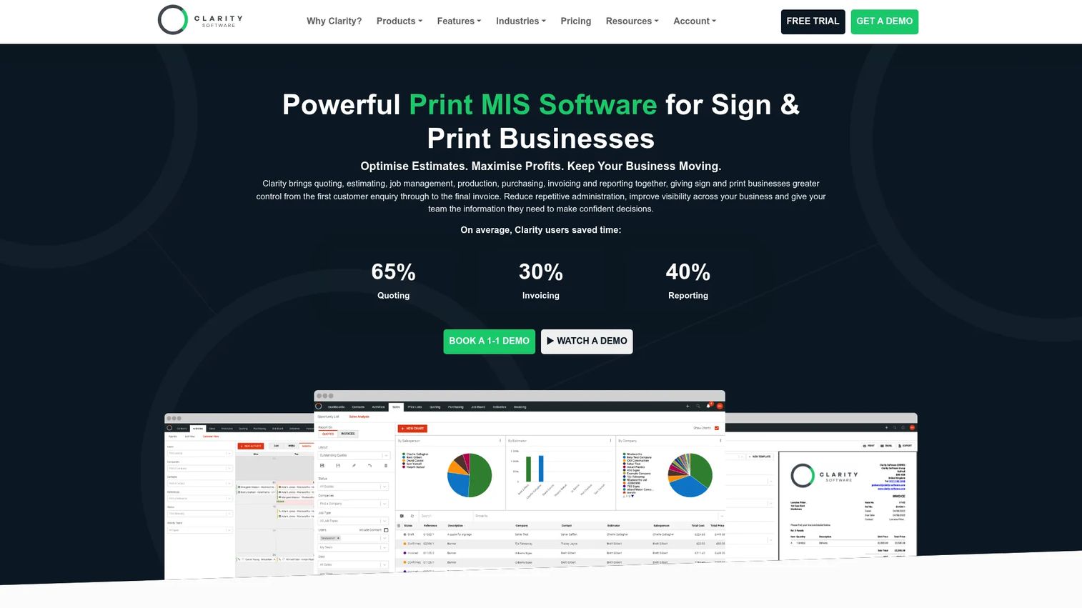 Clarity Software homepage screenshot