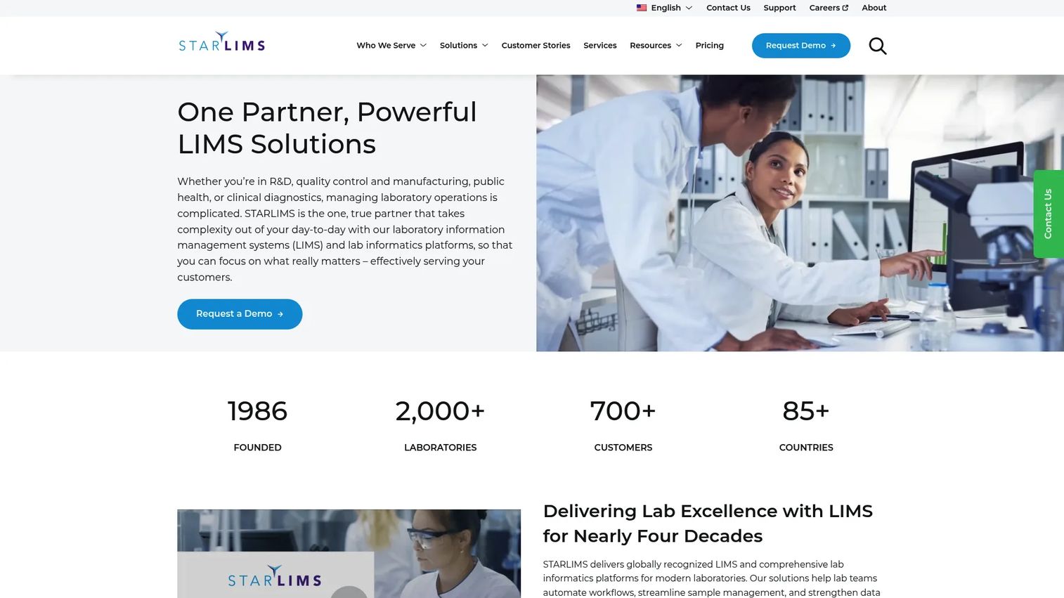 STARLIMS homepage screenshot
