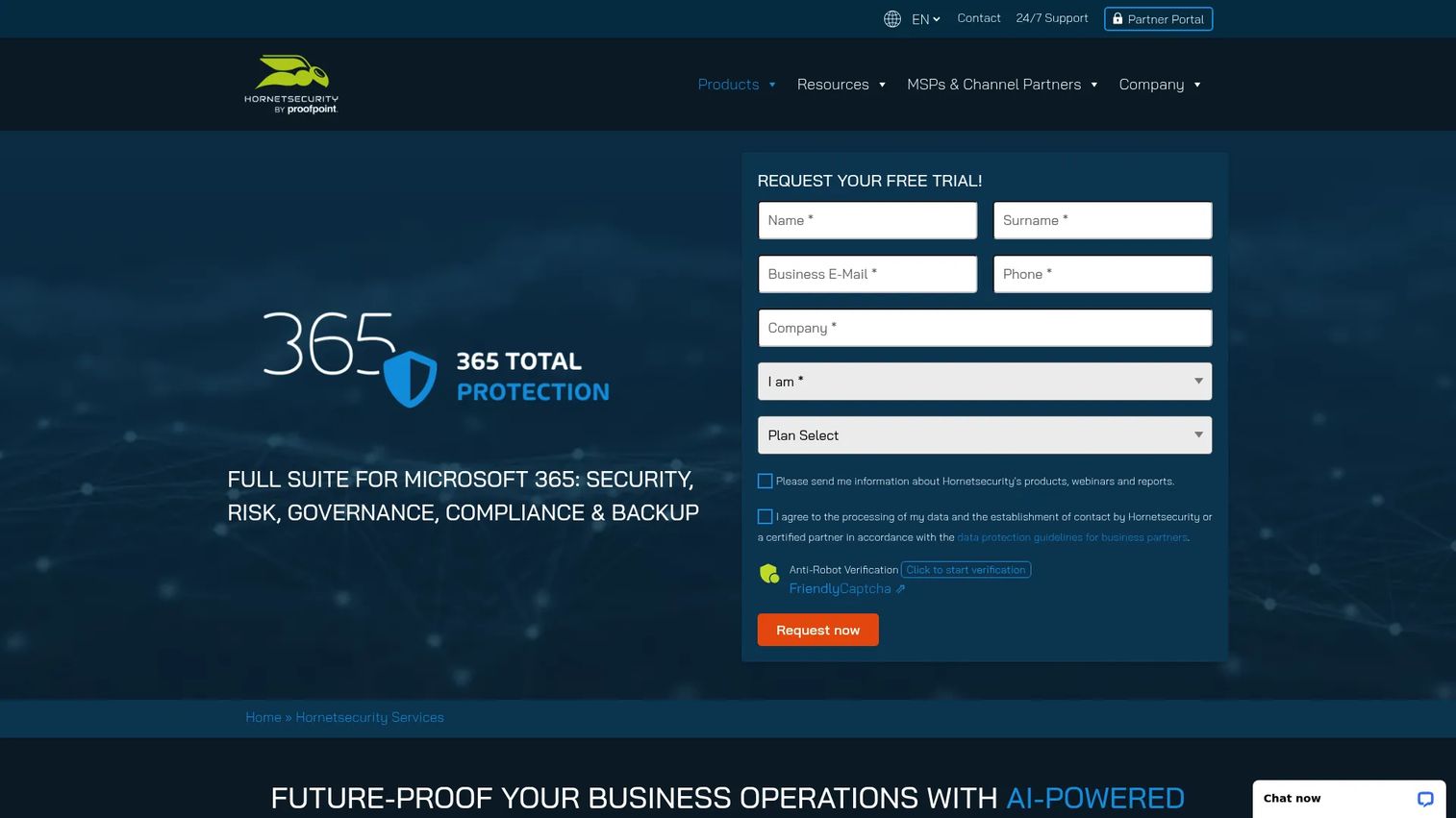 Hornetsecurity 365 Total Protection dashboard for Microsoft 365 email security