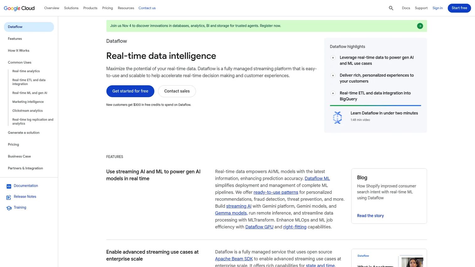 Google Cloud Dataflow product page
