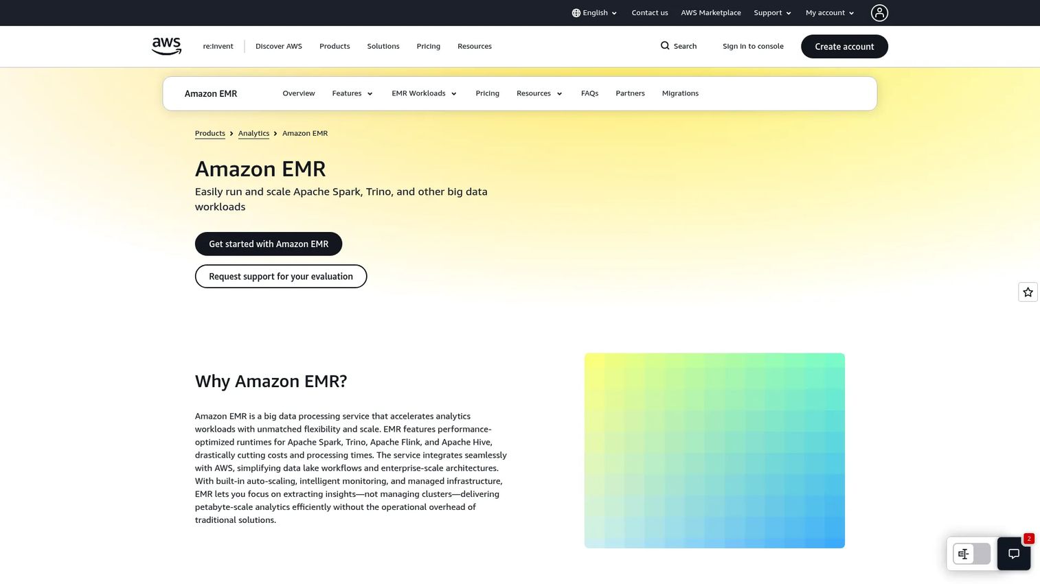 Amazon EMR architecture for Spark and Hadoop processing on AWS