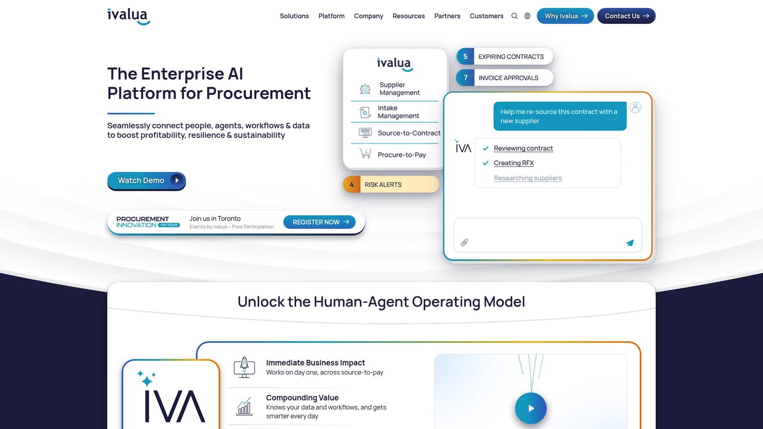 Ivalua strategic sourcing software for supplier lifecycle and procurement workflows