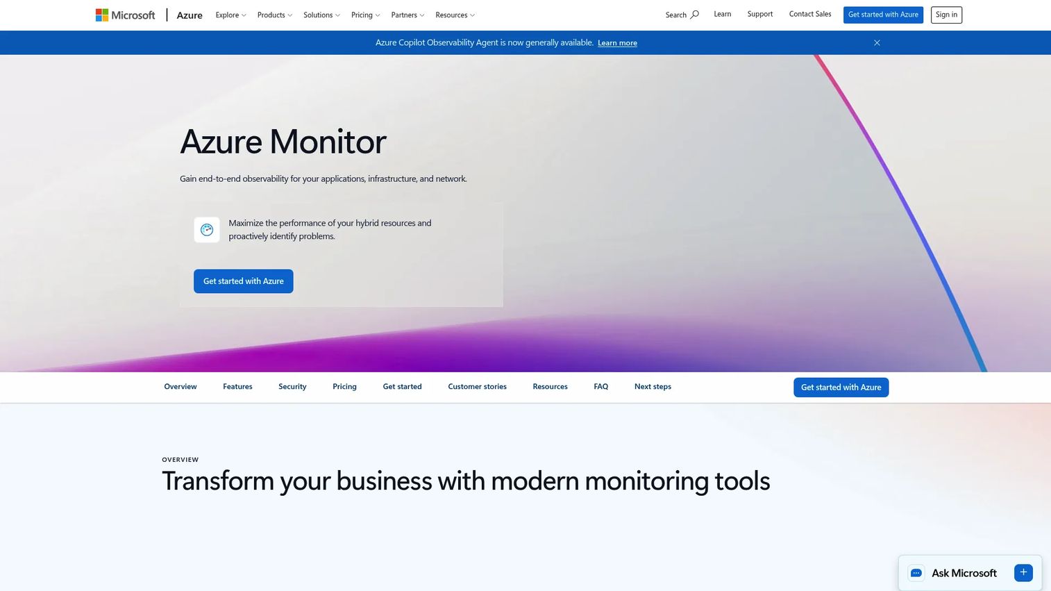 Azure Monitor metrics and log analytics dashboard
