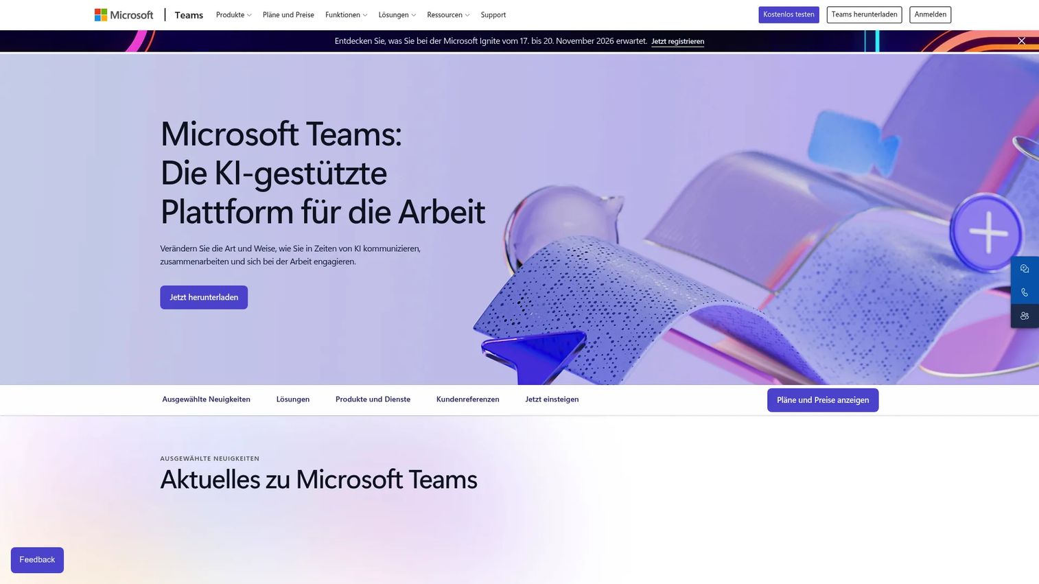 Microsoft Teams homepage screenshot