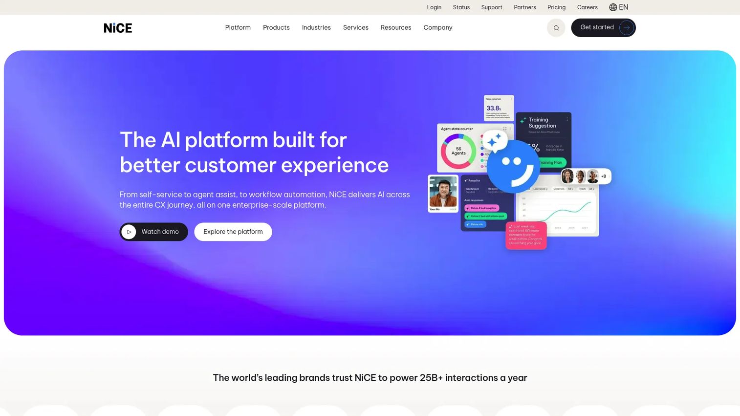 NiCE Compliance Center homepage screenshot