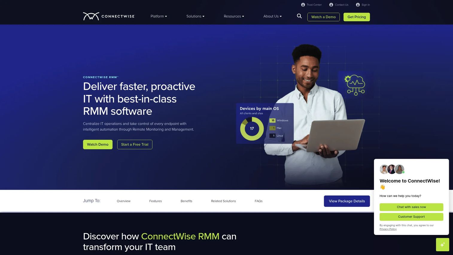 ConnectWise RMM monitoring and alerting dashboard