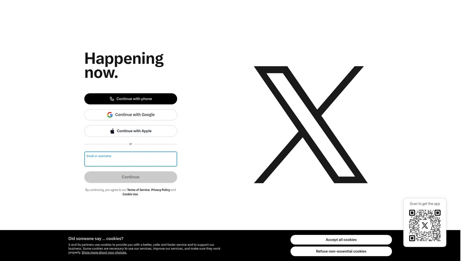 X homepage screenshot