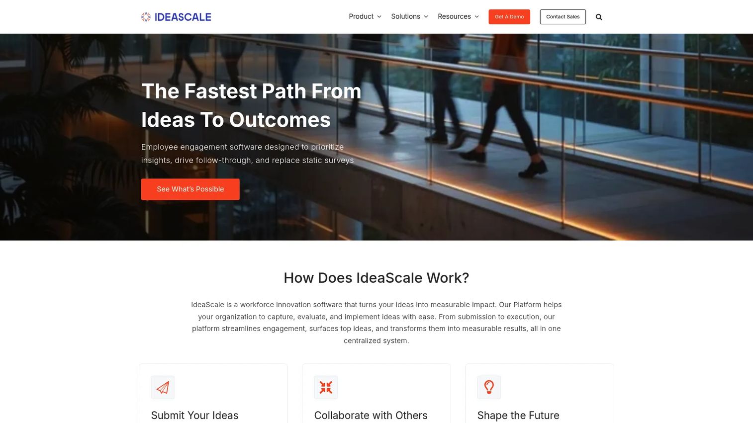 IdeaScale innovation management and crowdsourcing platform homepage