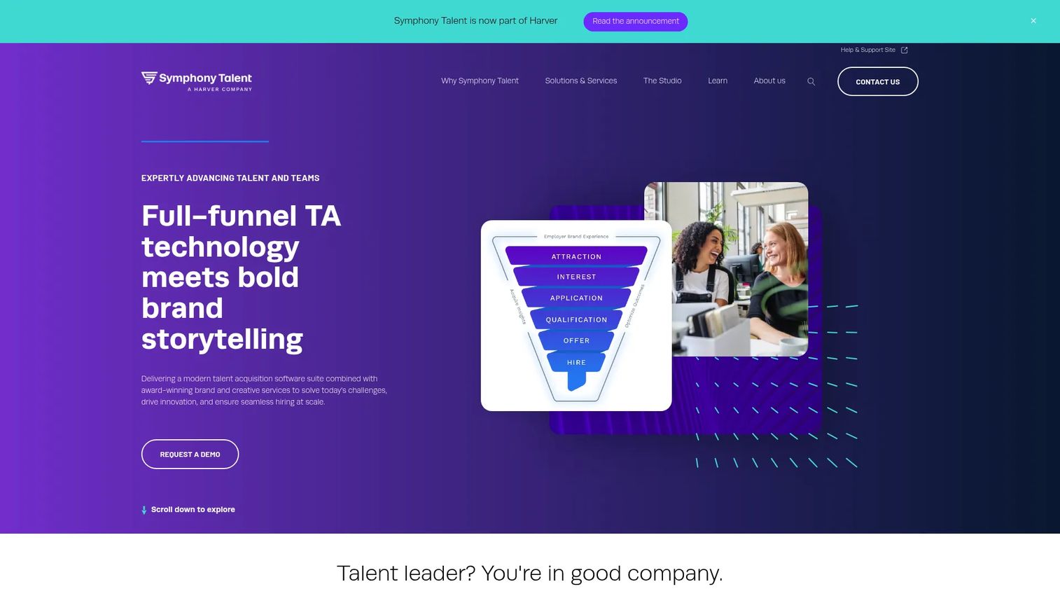 Symphony Talent homepage screenshot