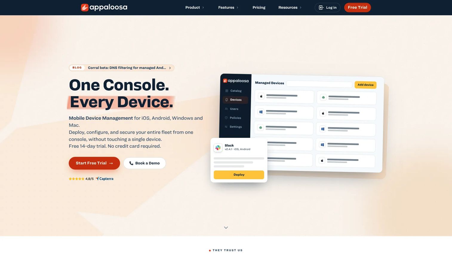 Appaloosa private app distribution dashboard for enterprise mobile apps