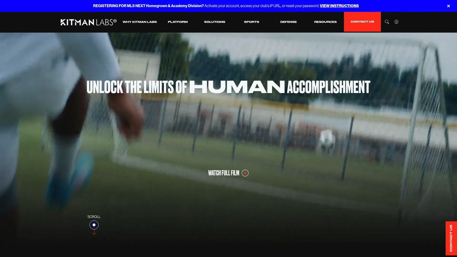 Kitman Labs athlete management dashboard with health and performance records
