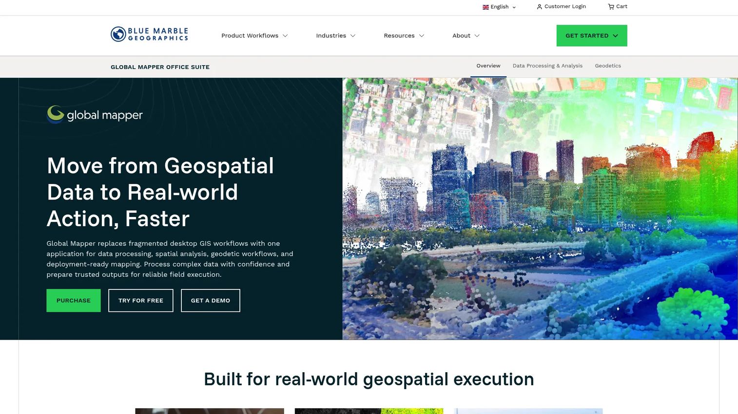 Global Mapper GIS software for terrain and spatial data processing